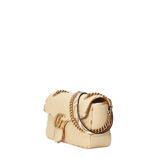 Kleine GG Marmont Schultertasche aus Bast