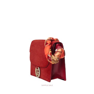Medium suede shoulder bag with scarf