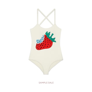 Stretch fabric bathing suit with Gucci Strawberry