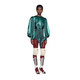 Plissiertes Minikleid aus schillerndem Lamé