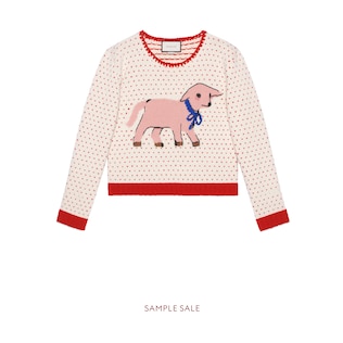 Heart wool jumper with lamb intarsia