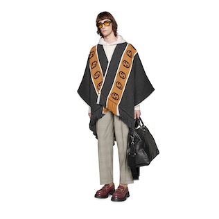 Poncho aus Wolle mit GG Streifen