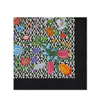 Tuch aus Seide mit Flora- und G Rhombus-Print