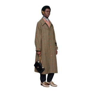 Houndstooth wool coat with label