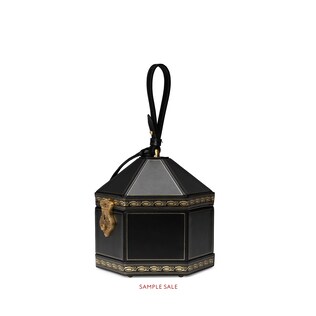 Leather mini geometric top handle bag