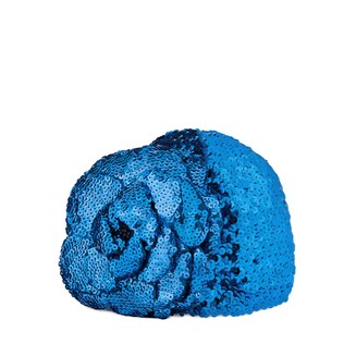 Sequin hat with flower appliqué