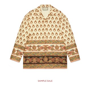 Paisley print silk bowling shirt