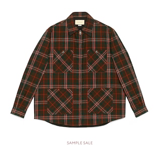 Camicia in lana a quadri con zip