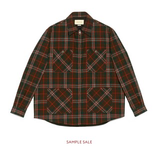 Check wool zip-up shirt