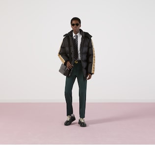 Manteau matelassé en nylon et jacquard GG