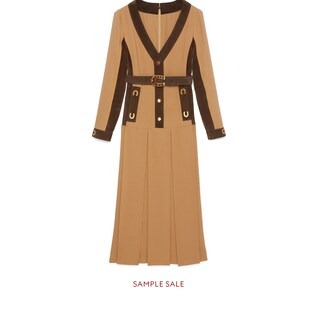 Silk wool dress with horseshoe details