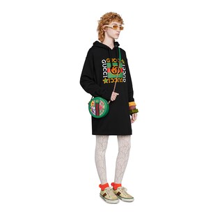Hooded dress with Gucci logo star print