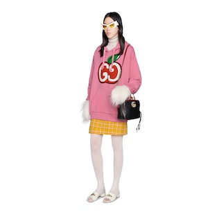 Hooded sweatshirt with GG apple print
