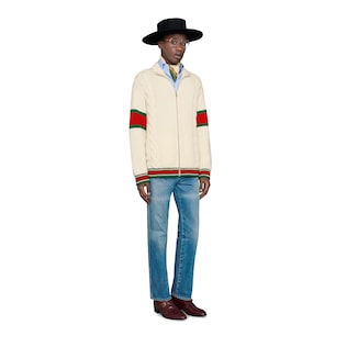 Cable knit bomber jacket