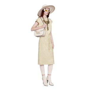Diagonal GG stripe wool silk dress