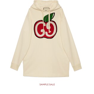 Hooded dress with GG apple print