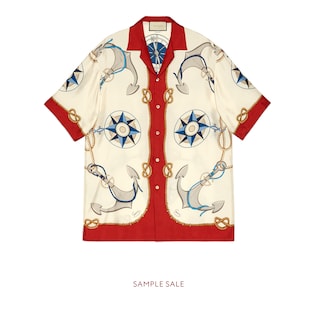 Chemise de bowling oversize à imprimé nautique