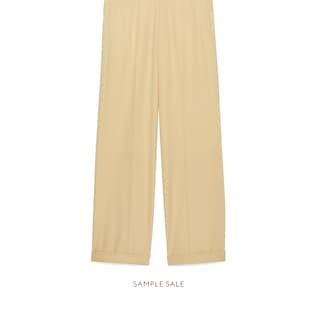 Pantalone in lana spigata a gamba larga