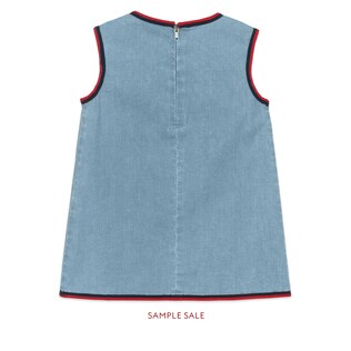 Children's denim dress with strawberries