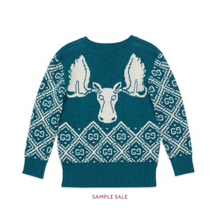 Children's GG moose wool jacquard jumper