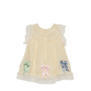 Baby silk georgette dress with bows