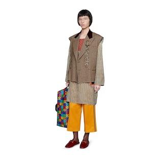 Ärmellose Jacke mit Hahnentrittmuster