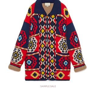Wool alpaca jacquard cardigan