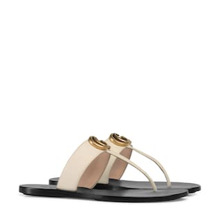 Leather thong sandal with Double G