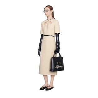 Wool silk sheath dress with cut-out detail