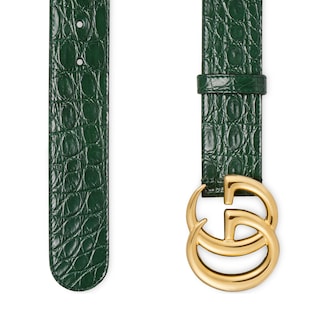 GG Marmont caiman belt with shiny buckle
