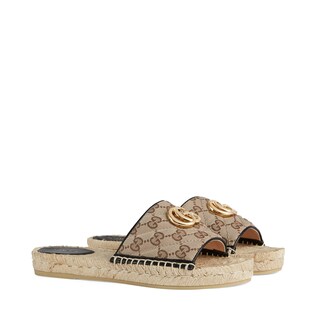 Women's GG matelassé canvas espadrille sandal