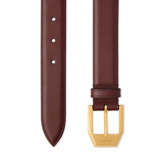 Leather belt with squared buckle