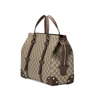 Borsa shopping con dettagli in pelle
