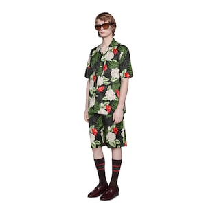 Camicia da bowling con stampa hawaiana