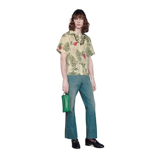 Bowling-Shirt mit hawaiianischem Print