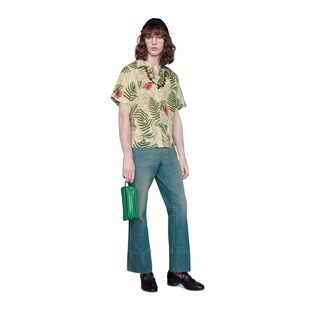 Hawaiian print bowling shirt