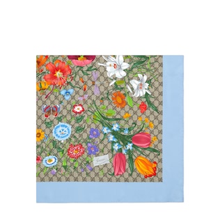GG Flora print silk scarf