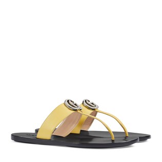Women's leather thong sandal with Double G