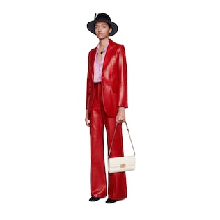 Plongé leather flare trousers