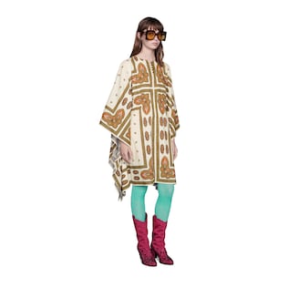 Robe courte façon caftan en coton à imprimé fleuri