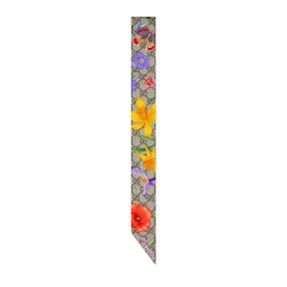Lazo de seda con estampado GG Flora