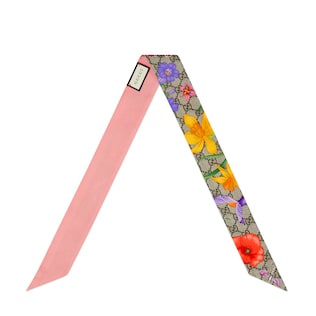GG Flora print silk neck bow