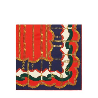 Foulard en soie à imprimé chaîne Marine