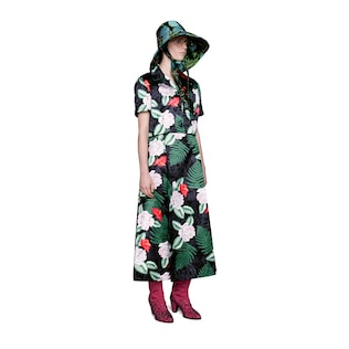 Kurze Jacke aus Seide mit hawaiianischem Print