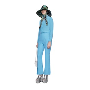 Wool silk cropped flare pant
