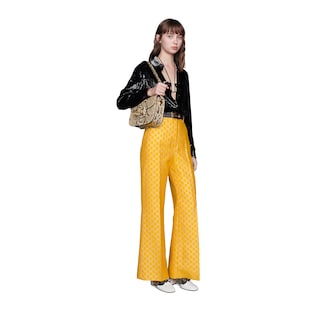 Pantalone a gamba larga in GG lamé leggero