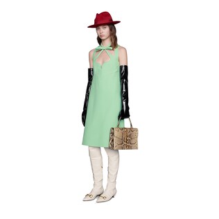 Wool silk heart neckline dress