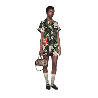 Hawaiian print silk shorts