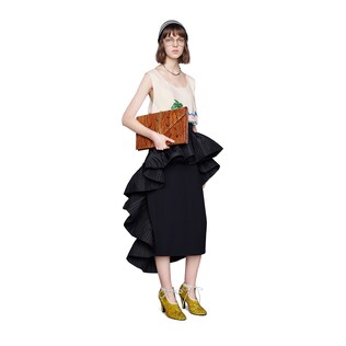 Viscose skirt with sculptural detail