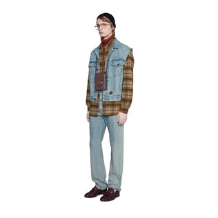 Stone-bleached denim vest